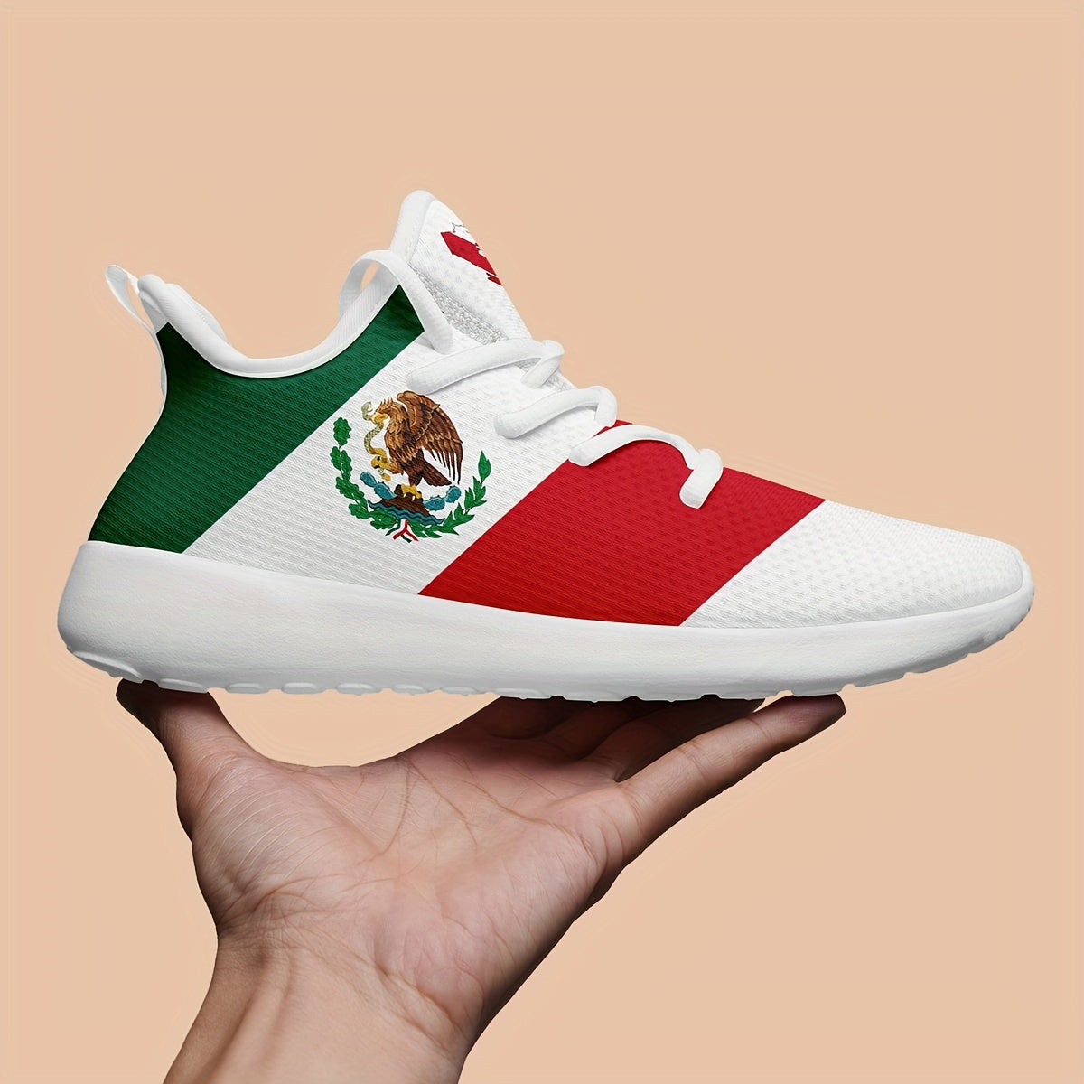 Plus Size Men's Mexico Pattern Sneakers, Soft Sole